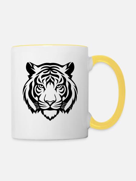 Tiger - Tasse zweifarbig - Weiß/Gelb