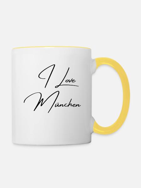 I Love München - Tasse zweifarbig - Weiß/Gelb