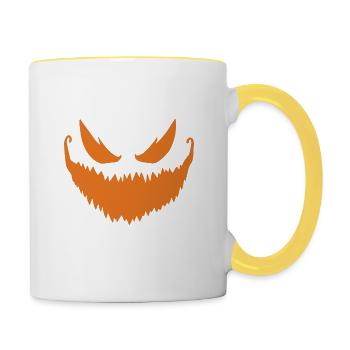 Jack O Lantern Scary Carved Pumpkin Face Halloween - Mug contrasté - blanc/jaune - Droite