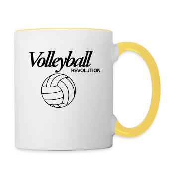 Volleyball Revolution - Tasse zweifarbig - Weiß/Gelb - Rechts