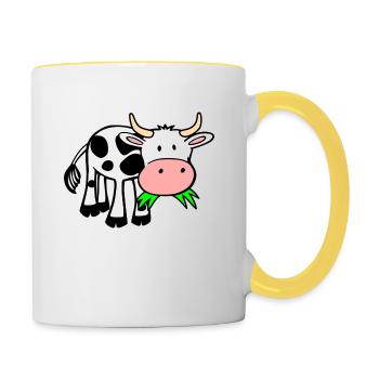 Kuh - Tasse zweifarbig - Weiß/Gelb - Rechts
