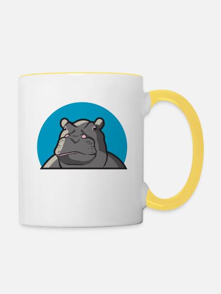 Hippo Nilpferd - Tasse zweifarbig - Weiß/Gelb