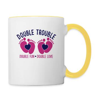 Double trouble - double fun - double love - Tasse zweifarbig - Weiß/Gelb - Rechts