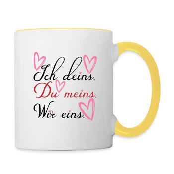 Valentinstag Jahrestag Romantik Sprüche Verliebte - Tasse zweifarbig - Weiß/Gelb - Rechts