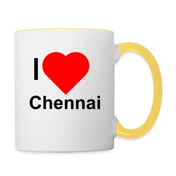 J’ADORE Chennai - Mug contrasté - blanc/jaune - Droite