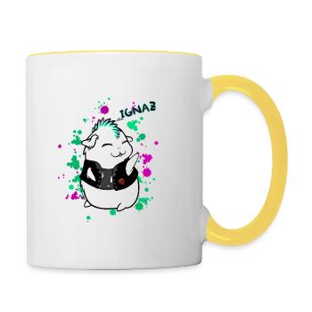 Meerschweinchen "Ignaz" der Rebell - Terravlogger - Tasse zweifarbig - Weiß/Gelb - Rechts