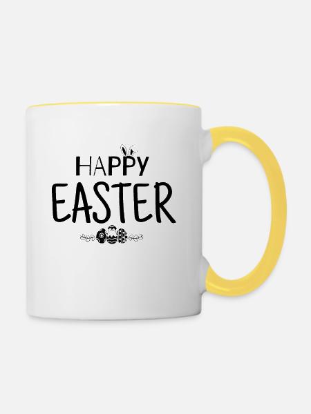 Happy Easter - Tasse zweifarbig - Weiß/Gelb
