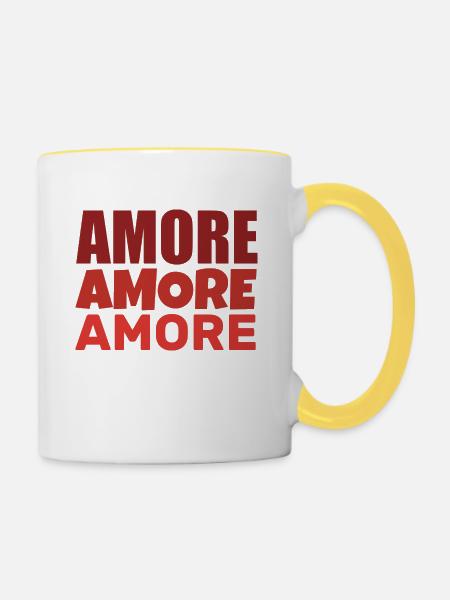 AMORE - Tasse zweifarbig - Weiß/Gelb
