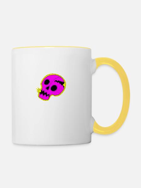 Lila Schädel - Tasse zweifarbig - Weiß/Gelb