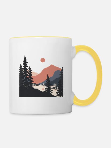 Die Geometrie des Sonnenaufgangs - Tasse zweifarbig - Weiß/Gelb