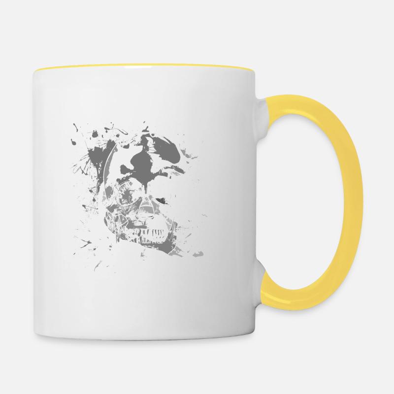 Taches de peinture de crâne - Mug contrasté - blanc/jaune