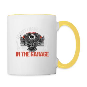 Je ne peux pas avoir des plans dans le garage automobile - Mug contrasté - blanc/jaune - Droite