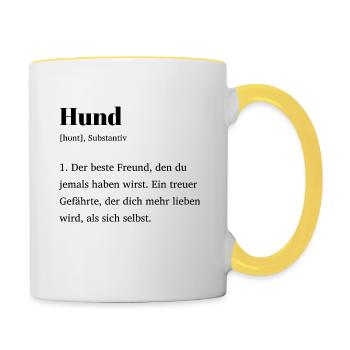 Der Hund - Tasse zweifarbig - Weiß/Gelb - Rechts