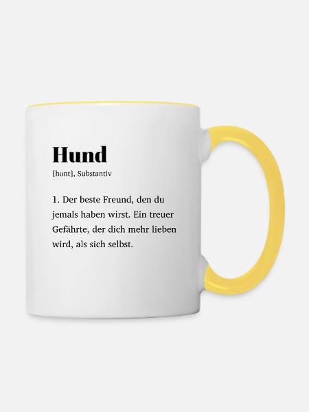 Der Hund - Tasse zweifarbig - Weiß/Gelb