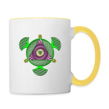 Mandala - Tasse zweifarbig - Weiß/Gelb - Rechts
