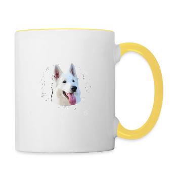 J'peux pas mon, Berger Blanc suisse veut pas - Mug contrasté - blanc/jaune - Droite