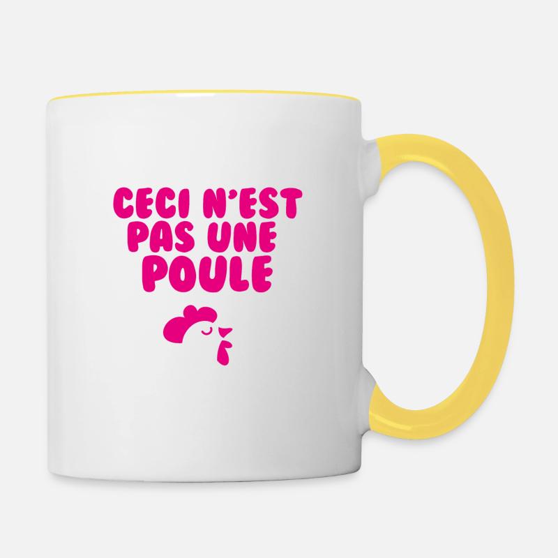 Ceci n'est pas une poule ! - Mug contrasté - blanc/jaune