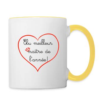 Elu Maitre de l'année - Mug contrasté - blanc/jaune - Droite