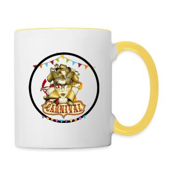 Carneval / Fasching - Tasse zweifarbig - Weiß/Gelb - Rechts
