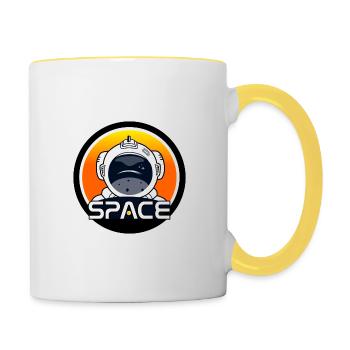 Astronaut in space orange colors - Contrasting Mug - white/yellow - Right