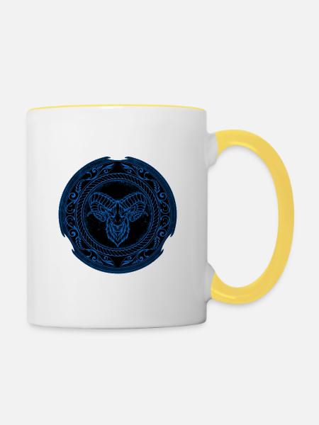 Wikinger Widder Aries - Tasse zweifarbig - Weiß/Gelb