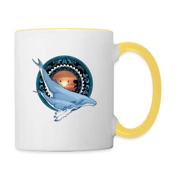 Buckelwal Hawaiianisch - Tasse zweifarbig - Weiß/Gelb - Rechts