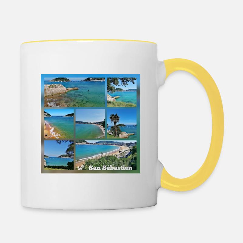 Saint Sébastien au Pays Basque - Mug contrasté - blanc/jaune
