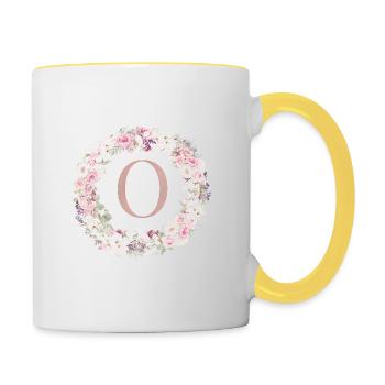 Monogramme personnalisable O Couronne - Mug contrasté - blanc/jaune - Droite