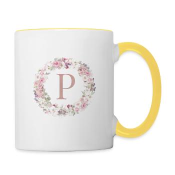 Couronne Monogram P personnalisable - Mug contrasté - blanc/jaune - Droite