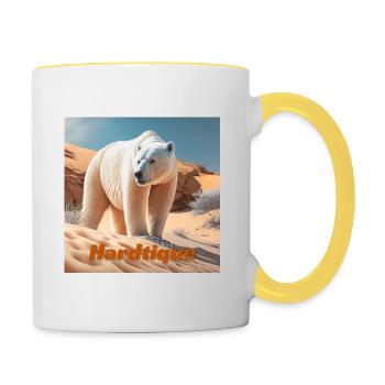 Ours polaire en danger - Mug contrasté - blanc/jaune - Droite