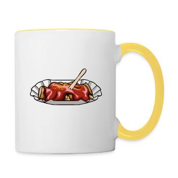 Currywurst geht immer - Currywurst Fan - Spruch - Tasse zweifarbig - Weiß/Gelb - Rechts