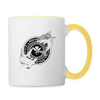 Kanaka Maoli Hammerhai Weißer Hai - Tasse zweifarbig - Weiß/Gelb - Rechts