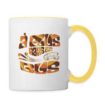 À plus dans le bus - Cadeau d'anniversaire humour - Mug contrasté - blanc/jaune - Droite