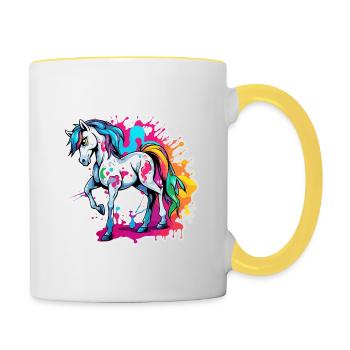 Pony / Horse / Animal / Riding / Mane / Stable - Contrasting Mug - white/yellow - Right