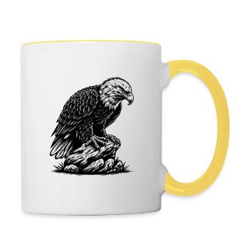 ADLER GREIFVOGEL HABICHT JÄGER FLUG MAJESTÄT FEDER - Tasse zweifarbig - Weiß/Gelb - Rechts