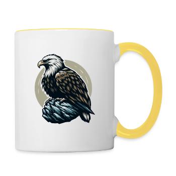 ADLER GREIFVOGEL HABICHT JÄGER FLUG MAJESTÄT FEDER - Tasse zweifarbig - Weiß/Gelb - Rechts