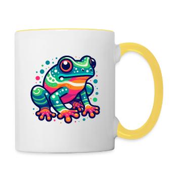 FROSCH KRÖTE UNKE LURCH SUMPF SEE FLUSS FARBENFROH - Tasse zweifarbig - Weiß/Gelb - Rechts