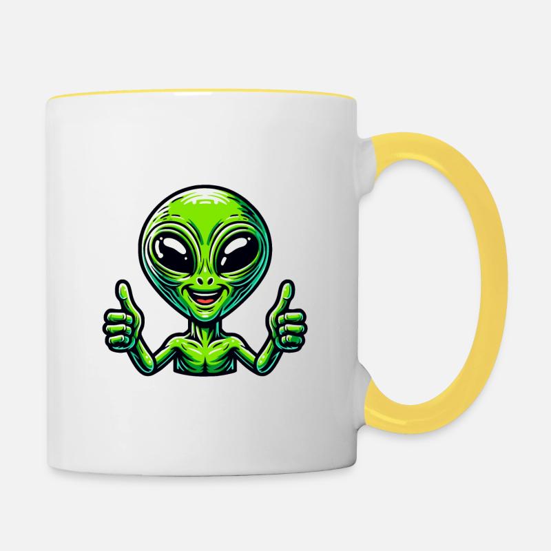 Happy Alien - Contrasting Mug - white/yellow