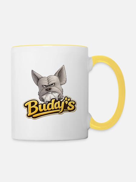 Buddy's Bulldog Logo - Tasse zweifarbig - Weiß/Gelb