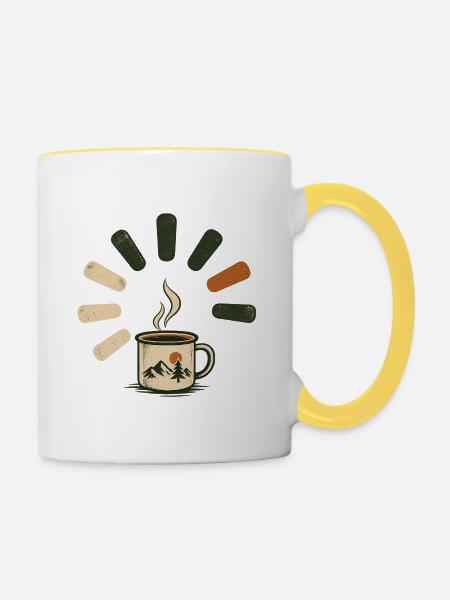Dampfende Kaffeetasse - Tasse zweifarbig - Weiß/Gelb