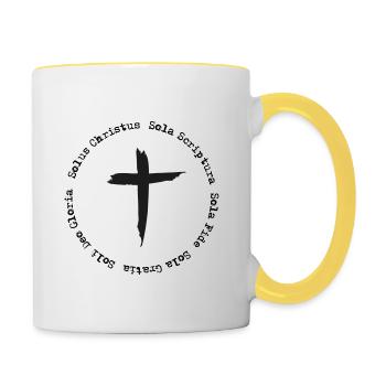 Les 5 Solos de Martin Luther - Mug contrasté - blanc/jaune - Droite