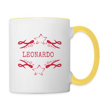 Des étoiles pour Leonardo - Mug contrasté - blanc/jaune - Droite