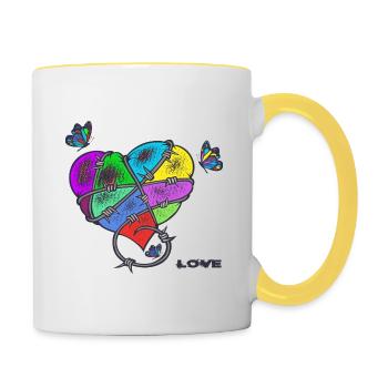 L’amour, le cœur et les papillons - Mug contrasté - blanc/jaune - Droite