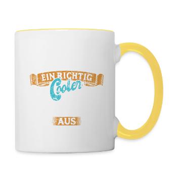 So sieht ein richtig cooler Opa aus - Spruch - Tasse zweifarbig - Weiß/Gelb - Rechts
