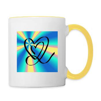 Herz Abstrakt - Tasse zweifarbig - Weiß/Gelb - Rechts