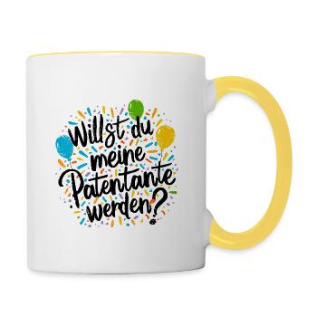 Willst Du meine Patentante sein? - Tasse zweifarbig - Weiß/Gelb - Rechts