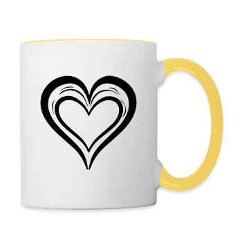 Herz - Tasse zweifarbig - Weiß/Gelb - Rechts