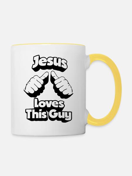 Jesus loves This Guy - Tasse zweifarbig - Weiß/Gelb