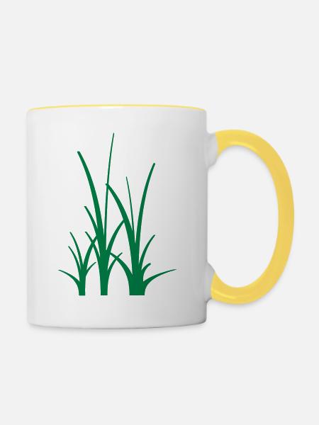 Binary Gras - Tasse zweifarbig - Weiß/Gelb