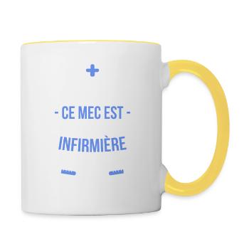 Infirmière : déjà pris ! - Mug contrasté - blanc/jaune - Droite